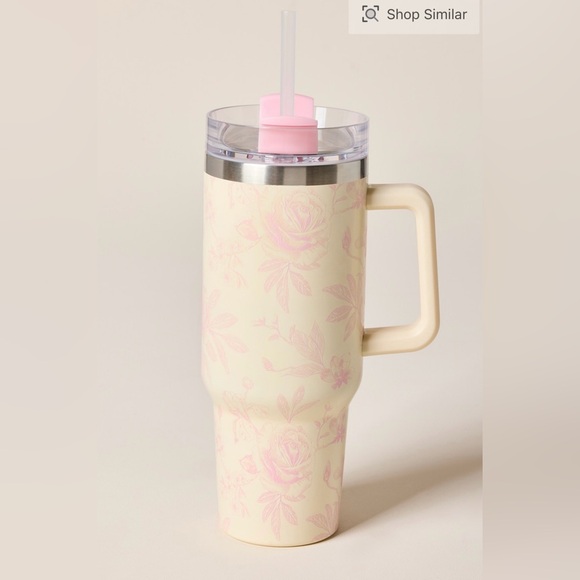 Floral Insulated Tumbler with Straw - Picture 5 of 5